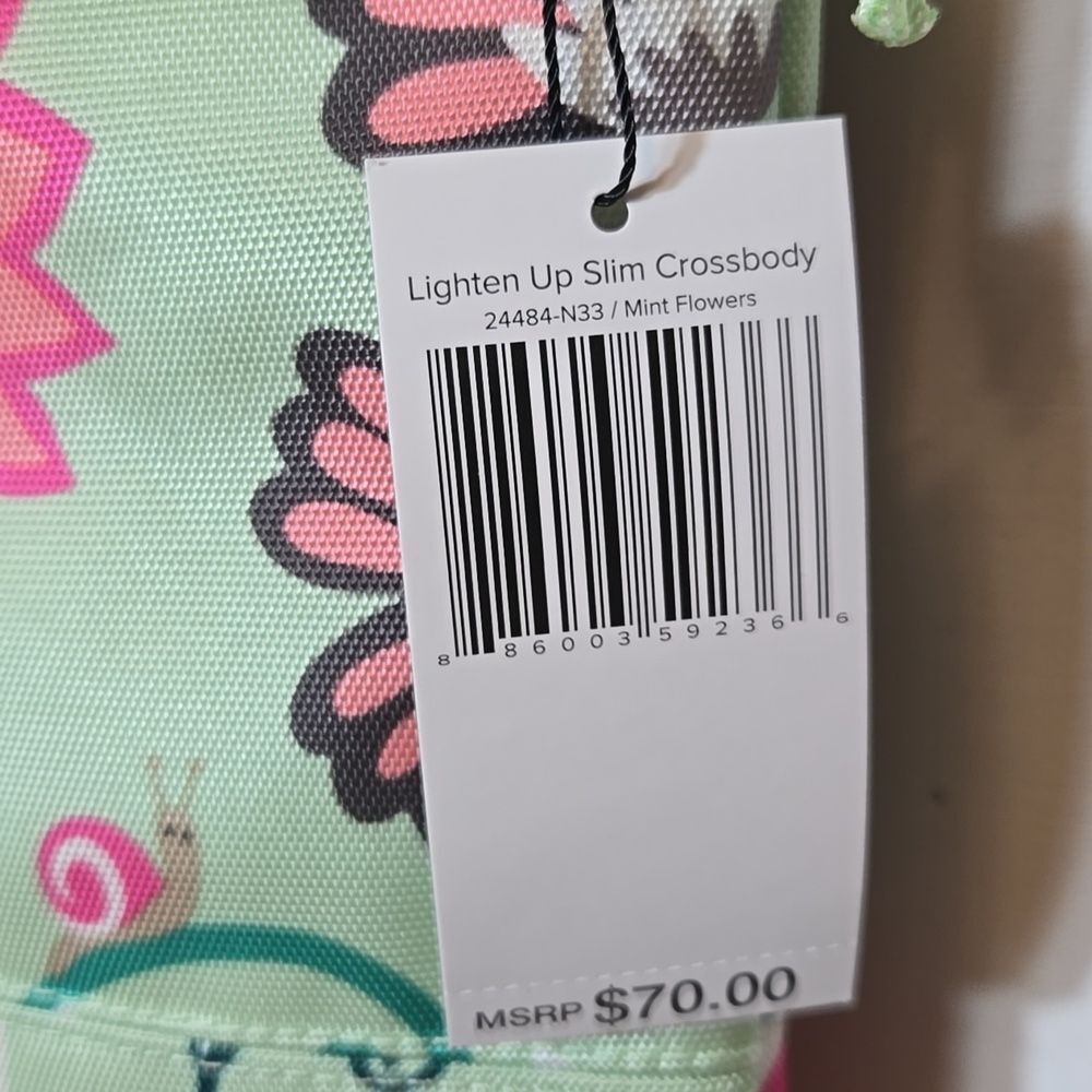 Vera Bradley Lighten Up Slim Crossbody Purse Mint Flowers Floral NWT - Picture 16 of 16